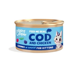 Bacalao y Pollo Kitten Trocitos en Salsa 85g